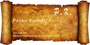 Petko Kornél névjegykártya